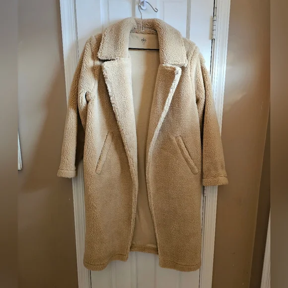 ALO Oversized Sherpa Teddy Trench Coat Zip Pockets Size XXS - Picture 2 of 8